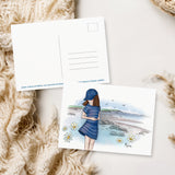 Promenade sur la plage- Carte postale 4x6''