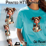 Fille accros au café - HTV imprimé