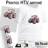 Tracteur rose - HTV imprimé