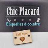 Étiquettes en bois Fait avec coeur x1