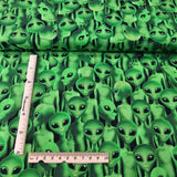 Aliens verts - 100% coton non-extensible (au 1/2m)