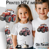 Tracteur rose - HTV imprimé