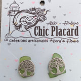 Arbre - clous d'oreilles en verre de mer