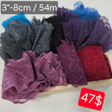 Lot en liquidation : +50m Dentelles extensibles 8cm
