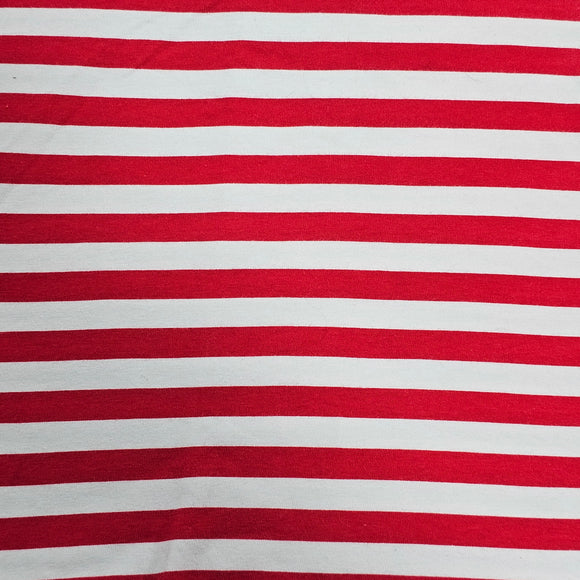 Rayé rouge & blanc - Jersey CL PRÉ-LAVÉ (75x150cm)