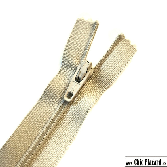 Beige - YKK25 closed toe zipper 7''/18cm 