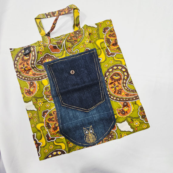 Hibou vintage - Sac à commissions pliable - Ça coche