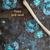 Pivoines turquoise - French Terry CL * Pré-lavé * (au 1/2m)