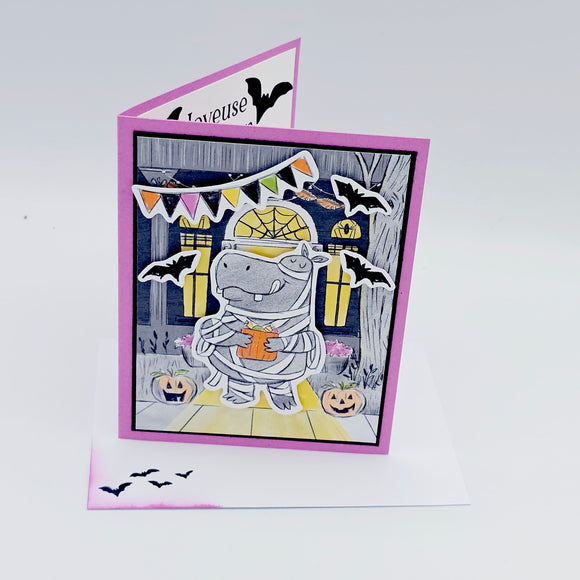 Joyeuse Halloween hippo - Carte par Linda