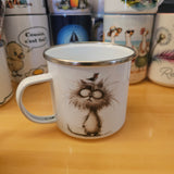 Chat & oiseau - Tasse en métal émaillé 17oz