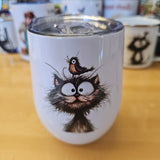 Chat & oiseau - Verre 12oz en inox