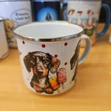 Teckels - Tasse en métal émaillé 17oz