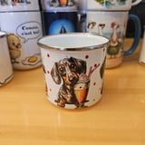 Teckels - Tasse en métal émaillé 17oz