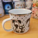 Gribouillis de chats et chiens - Tasse en métal émaillé 17oz