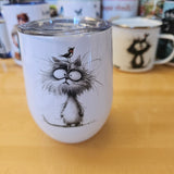 Chat & oiseau - Verre 12oz en inox