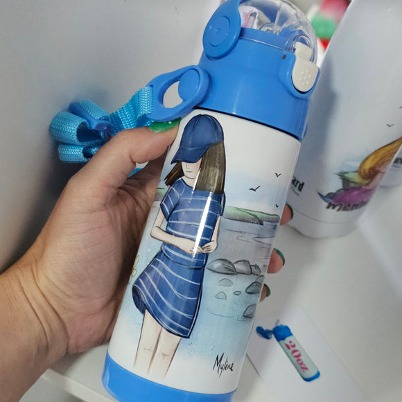 Promenade sur la grève - Bouteille avec ganse de transport