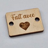 Étiquettes en bois Fait avec coeur x1