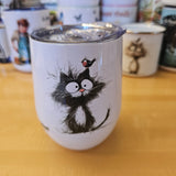 Chat & oiseau - Verre 12oz en inox