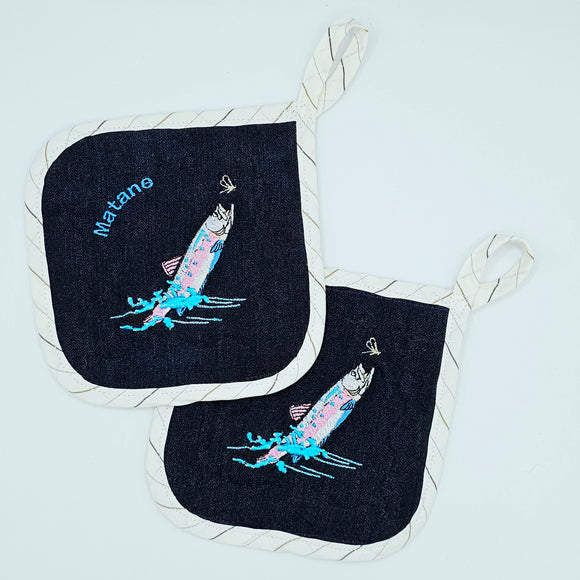 Saumon de Matane - Duo de poignées pour le four - Ça coche