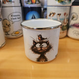Chat & oiseau - Tasse en métal émaillé 17oz