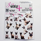 V18 Chats siamois - J'en voeux + autocollants découpés à la forme