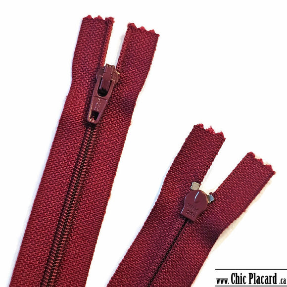 Burgundy red - YKK 25 closed toe zipper 7''/18cm