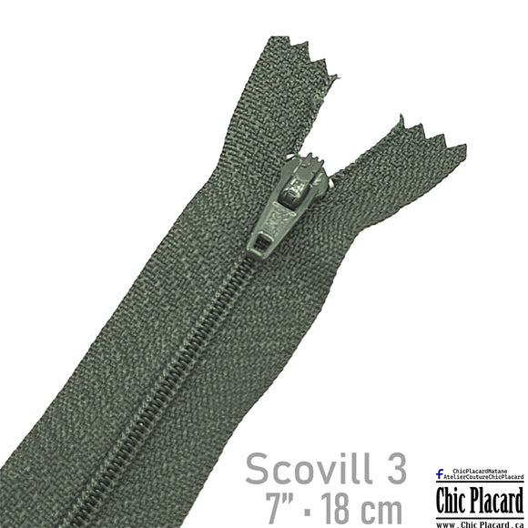 Vert asperge - Zipper à bout fermé Scovill #3  7''/18cm