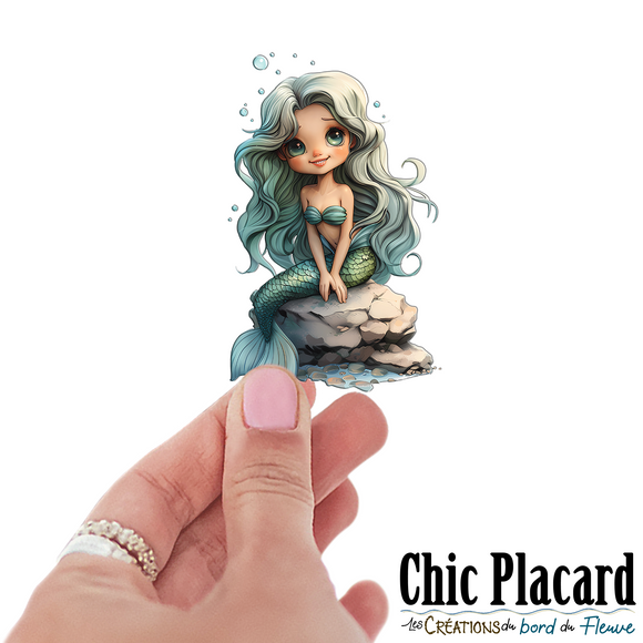 Sirène sur son rocher- autocollant en vinyl