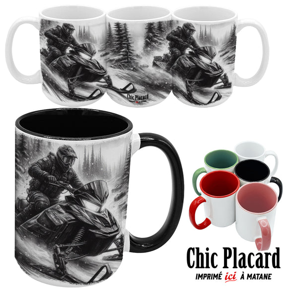 Motoneige en noir&blanc - Tasse en céramique