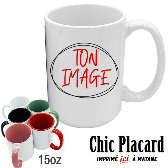 Tasse 15oz en céramique imprimée sur demande