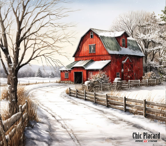 Paysage de campagne en hiver - Verre en inox à 2 couvercles