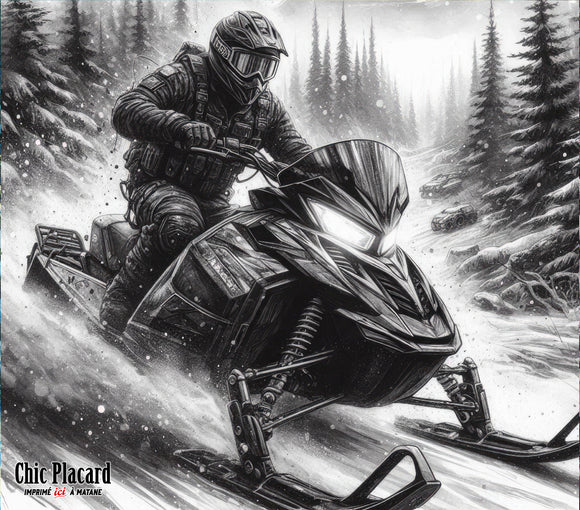 Motoneige en noir et blanc - Verre en inox à 2 couvercles