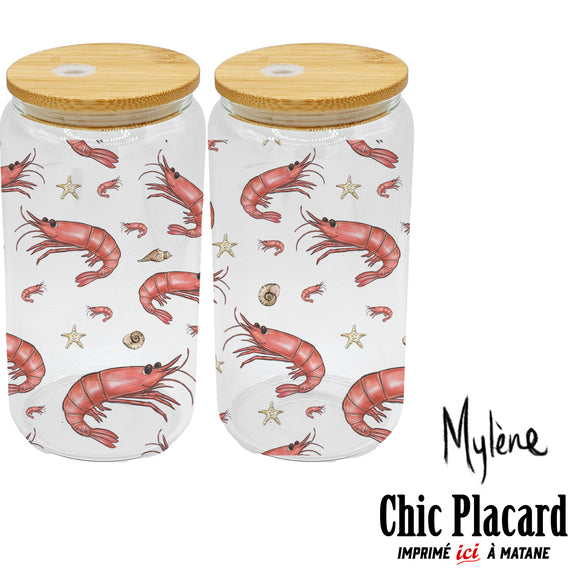 Crevettes - Verre avec couvercle en bambou