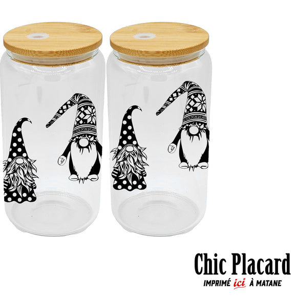 Gnomes de Noël - Verre avec couvercle en bambou