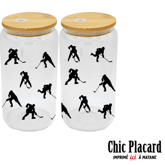 Hockey - Verre avec couvercle en bambou