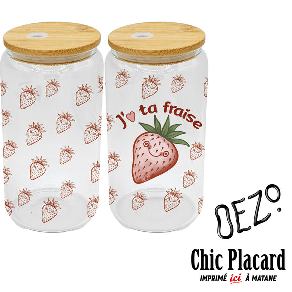 Jm ta fraise - Verre avec couvercle en bambou