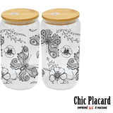 Papillons - Verre avec couvercle en bambou