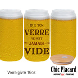 Que ton verre ne soit jamais vide - Verre avec couvercle en bambou