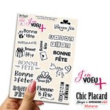 V22 Bonne fête - J'en voeux + autocollants découpés à la forme
