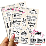 V22 Bonne fête - J'en voeux + autocollants découpés à la forme