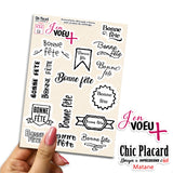 V22 Bonne fête - J'en voeux + autocollants découpés à la forme