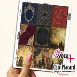 V25 Vieux papiers, bouquins et cadres : J'en voeux + carton à découper