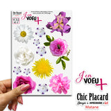 V32 Photos de fleurs - J'en voeux + autocollants découpés à la forme