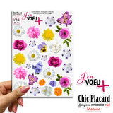 V32 Photos de fleurs - J'en voeux + autocollants découpés à la forme