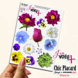 V32 Photos de fleurs - J'en voeux + autocollants découpés à la forme