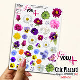 V32 Photos de fleurs - J'en voeux + autocollants découpés à la forme