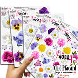 V32 Photos de fleurs - J'en voeux + autocollants découpés à la forme