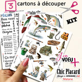 V39 La pêche : Ensemble de 3 cartons à découper J'en voeux +