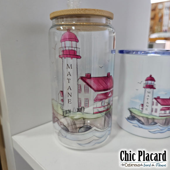 Phare de Matane - Verre avec couvercle en bambou
