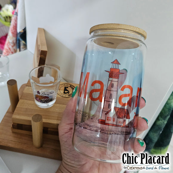 Phare de Matane - Verre avec couvercle en bambou